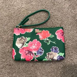 Brand new Kate Spade green floral wristlet.